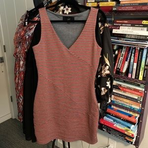 Orange and grey striped dress